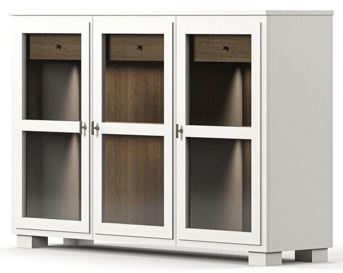 Bild 2, Camden Hög 3 glasdörrar + 1+1 låda Burned Walnut White | Englesson | Bonus Möbler