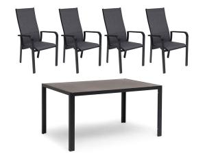 H&aring;nger Keramiskt glas + Positionsf&aring;t&ouml;ljer Svart 140X90 cm + 4 stolar - Hillerstorp - Bonus M&ouml;bler