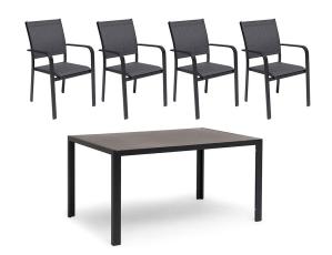 H&aring;nger Keramiskt glas + Karmstolar Svart 140X90 cm + 4 stolar - Hillerstorp - Bonus M&ouml;bler