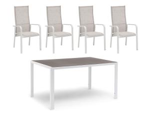 H&aring;nger Keramiskt glas + Positionsf&aring;t&ouml;ljer Vit 140X90 cm + 4 stolar - Hillerstorp - Bonus M&ouml;bler