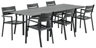 B45 250X92 cm och Delia Antracit Bord med 6 stolar - Brafab - Bonus M&ouml;bler