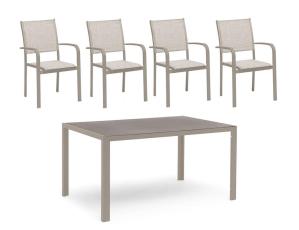 H&aring;nger Keramiskt glas + Karmstolar Sand 140X90 cm + 4 stolar - Hillerstorp - Bonus M&ouml;bler