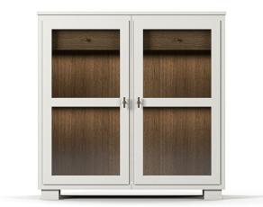 Camden H&ouml;g 2 glasd&ouml;rrar + 1 l&aring;da Burned Walnut White | Englesson | Bonus M&ouml;bler