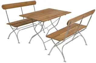 Bryggerigrupp 5 Obehandlad Teak / Varmf&ouml;rzinkat Stativ - Grythyttan St&aring;lm&ouml;bler - Bonus M&ouml;bler