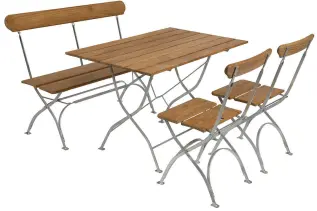 Bryggerigrupp 4 Obehandlad Teak / Varmf&ouml;rzinkat Stativ - Grythyttan St&aring;lm&ouml;bler - Bonus M&ouml;bler