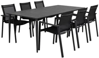 Nimes 200X98 cm och Delia Karmstol Textilene Antracit - Brafab - Bonus M&ouml;bler