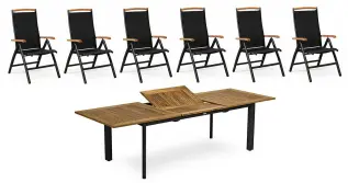 Nydala 200-280X96 cm Svart / Teak - Hillerstorp - Bonus M&ouml;bler