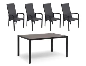 H&aring;nger Keramiskt glas + Positionsf&aring;t&ouml;ljer Svart 140X90 cm + 4 stolar - Hillerstorp - Bonus M&ouml;bler