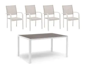 H&aring;nger Keramiskt glas + Karmstolar Vit 140X90 cm + 4 stolar - Hillerstorp - Bonus M&ouml;bler