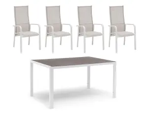 H&aring;nger Keramiskt glas + Positionsf&aring;t&ouml;ljer Vit 140X90 cm + 4 stolar - Hillerstorp - Bonus M&ouml;bler