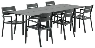 B45 250X92 cm och Delia Antracit Bord med 6 stolar - Brafab - Bonus M&ouml;bler