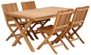 Julita 155X90 cm och f&auml;llstolar Teak - Brafab - Bonus M&ouml;bler