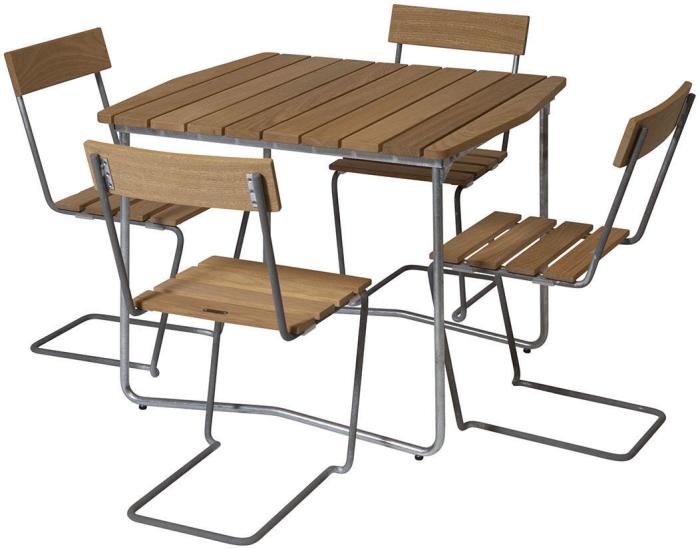 Bild 5, Bord B31 84x92 cm Oljad Ek / Varmförzinkat Stativ - Grythyttan Stålmöbler - Bonus Möbler
