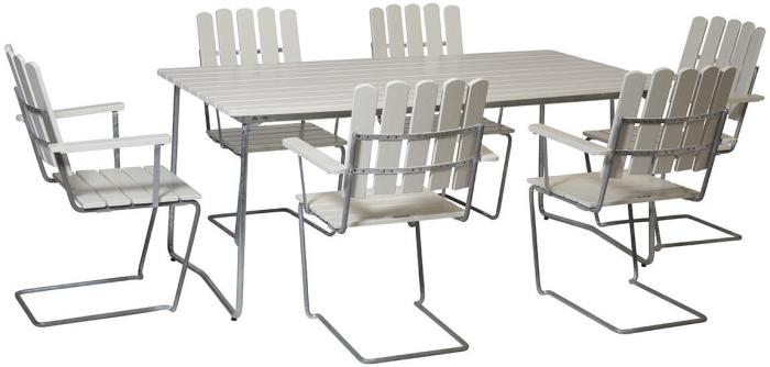 Bild 6, Bord B31 170x92 cm Vitlackad Ek / Varmförzinkat Stativ - Grythyttan Stålmöbler - Bonus Möbler