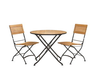 Brewer matgrupp &Oslash;85 cm med 2 stolar &ndash; svart/teak - Brafab - Bonus M&ouml;bler