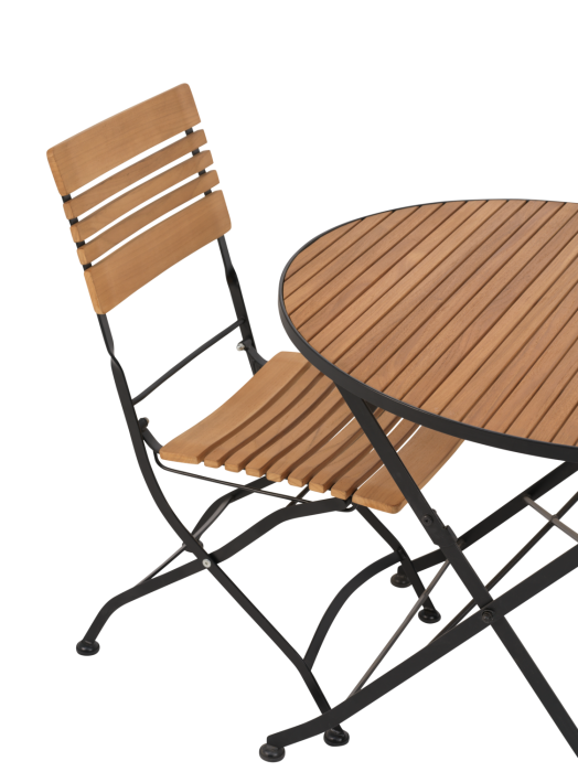 Bild 3, Brewer matgrupp Ø85 cm med 2 stolar – svart/teak - Brafab - Bonus Möbler