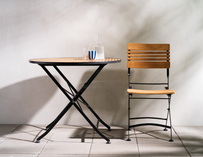 Bild 2, Brewer matgrupp Ø85 cm med 2 stolar – svart/teak - Brafab - Bonus Möbler