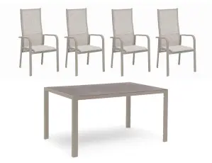 H&aring;nger Keramiskt glas + Positionsf&aring;t&ouml;ljer Sand 140X90 cm + 4 stolar - Hillerstorp - Bonus M&ouml;bler
