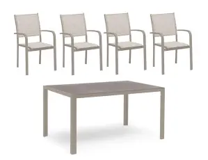 H&aring;nger Keramiskt glas + Karmstolar Sand 140X90 cm + 4 stolar - Hillerstorp - Bonus M&ouml;bler