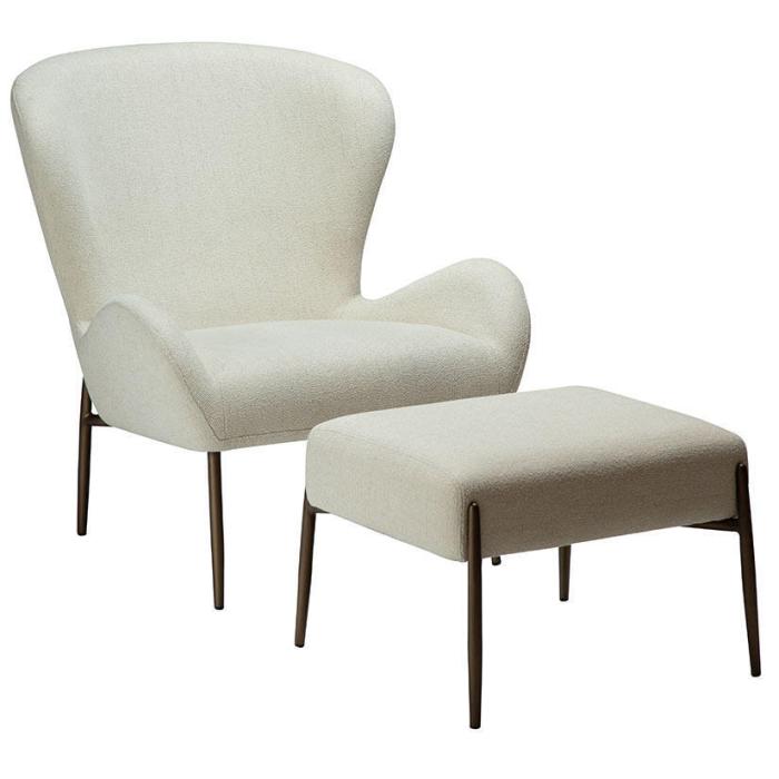 Bild 6, Glam Låg Bouclétyg Bone White / Antique Brass - Dan-Form - Bonus Möbler